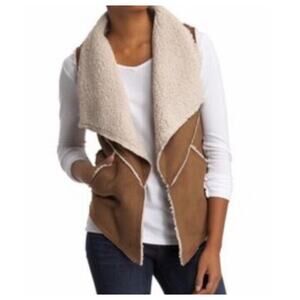 Sanctuary Faux Suede Sherpa Vest Womens Small‎ Brown Boho Western Cowgirl Casual